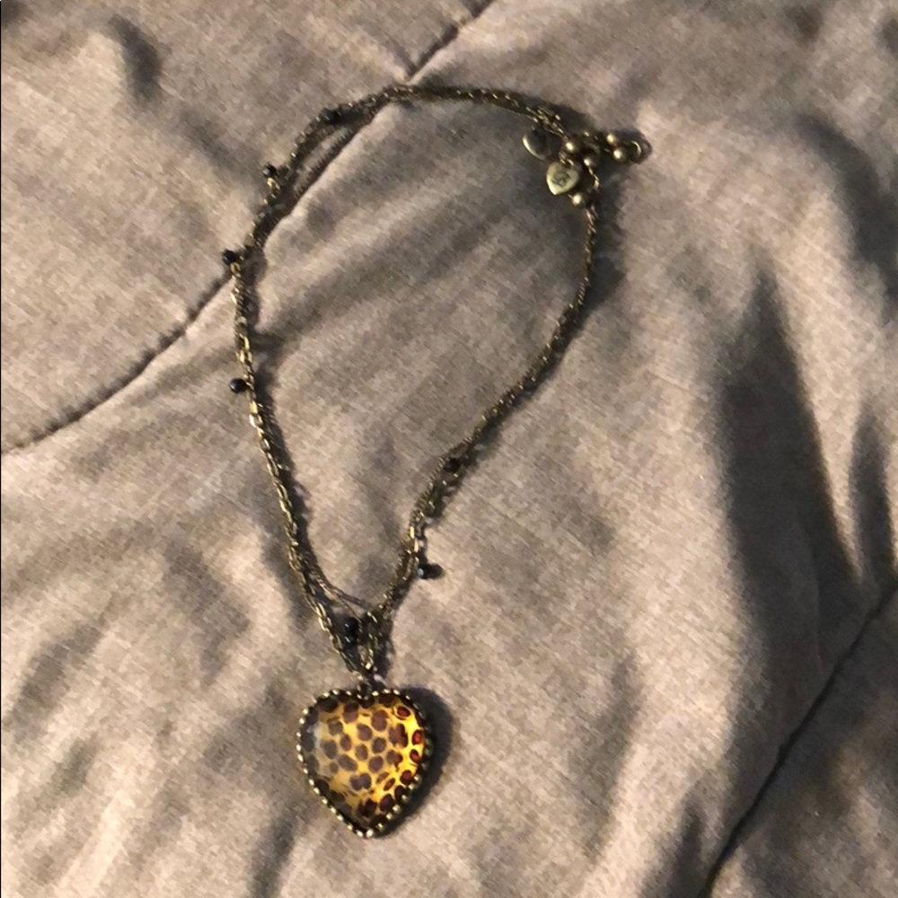 Betsey Johnson leopard heart necklace